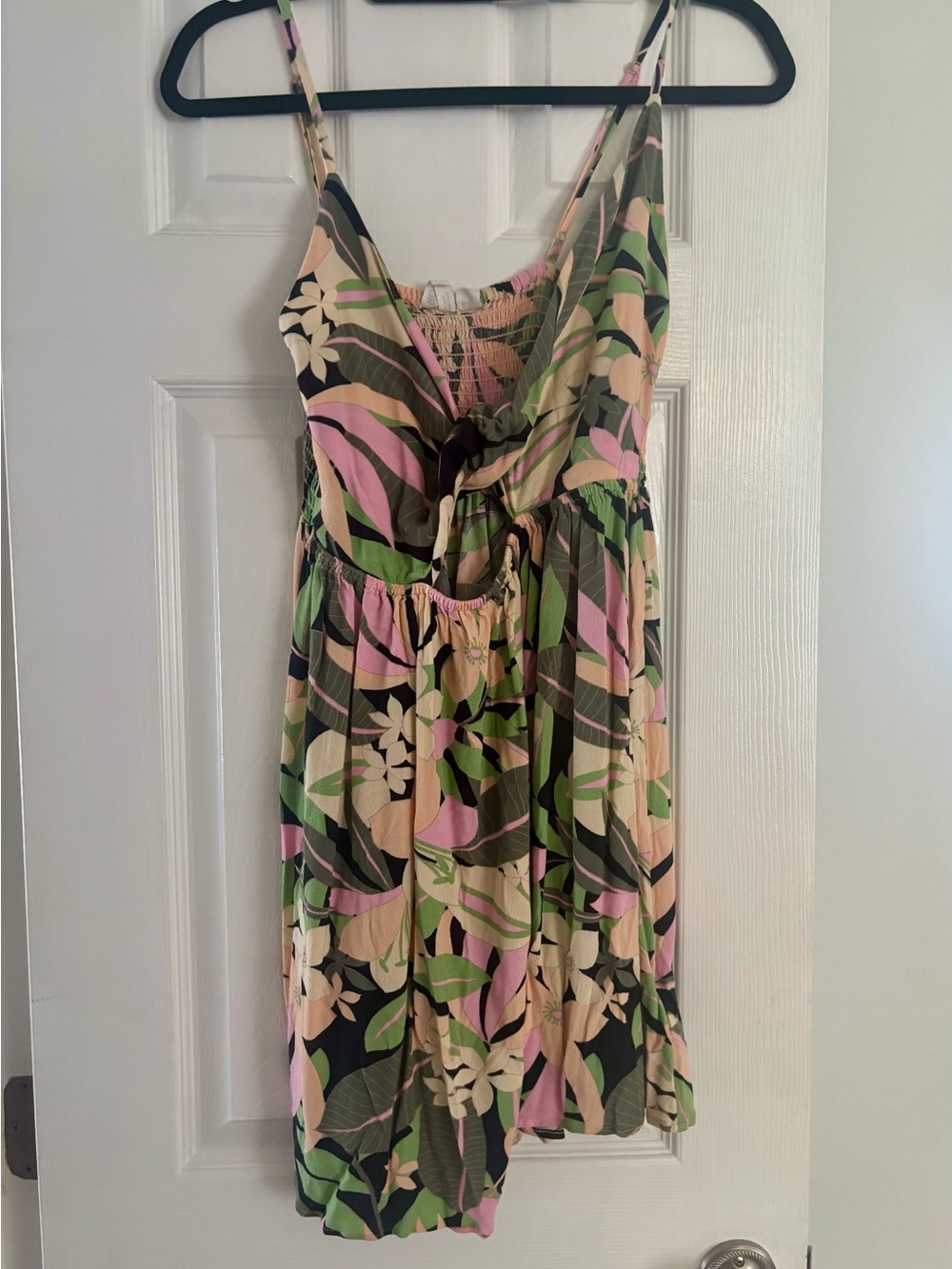 Roxy Tropical Floral Spaghetti Strap Dress in Pink, Green, Black, Cream